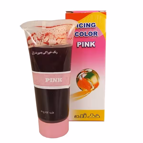 رنگ خوراکی ژله ‌ای صورتی خط زرد