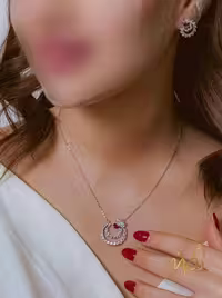 نیم ست جواهری نقره عیار 925 شامل گردنبند و گوشواره کد N_4432