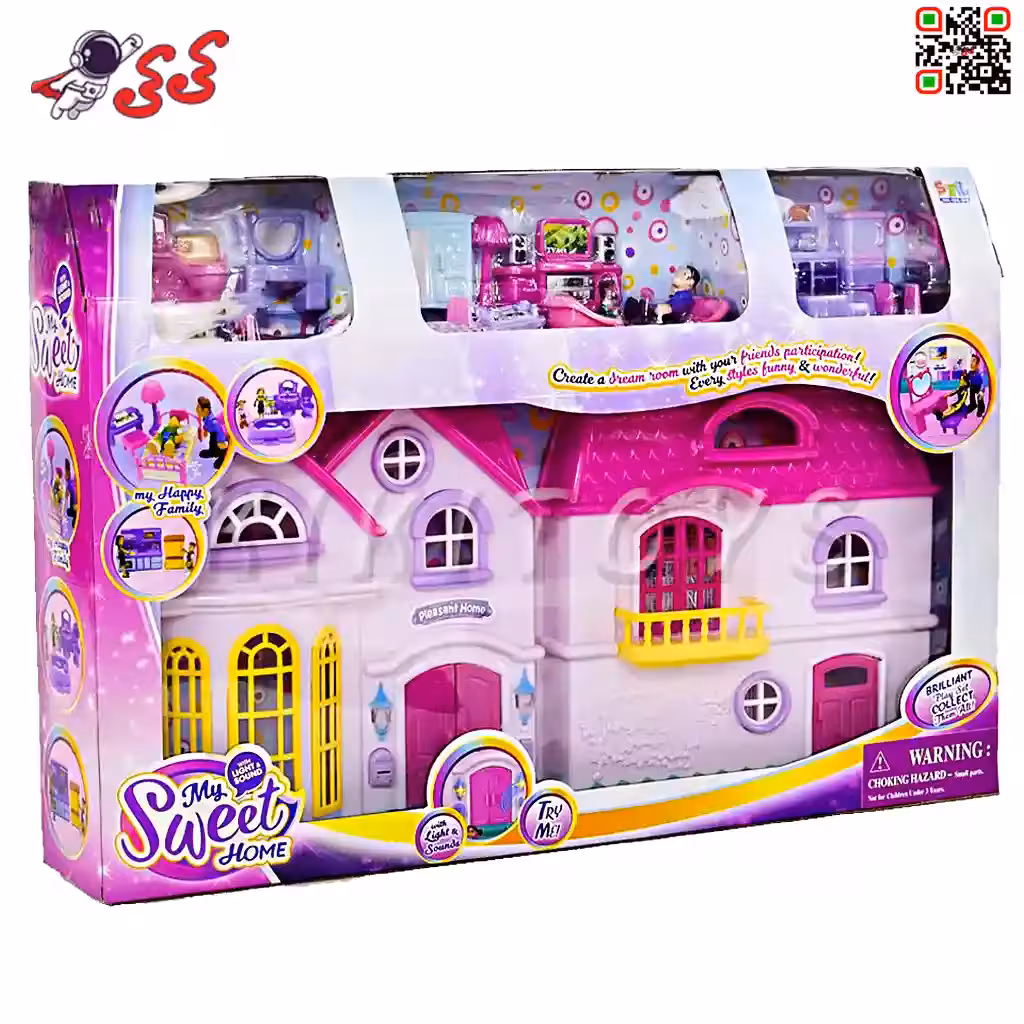 خانه و قصر اسباب بازی موزیکال بزرگ باربی دخترانه MY SWEET HOME 16428