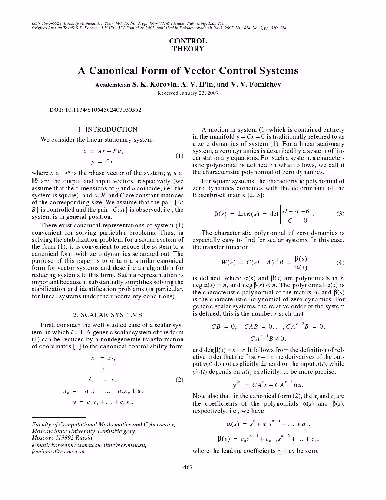 خرید و دانلود نسخه کامل کتاب A Canonical Form of Vector Control Systems