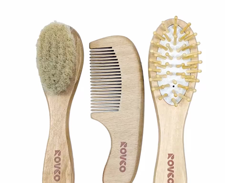 ست سه تکه شانه و برس چوبی رووکو Rovco 4006