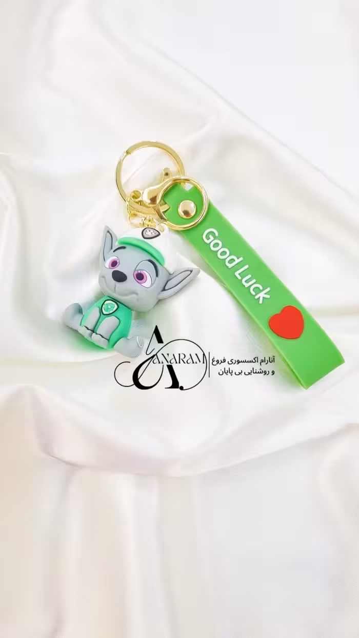 جاسوئیچی فانتزی طرح سگ نگهبان سبز با نوشته good luck