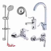 ست 6 تیکه شیرآلات قاجاری کروم علم دوش 2 کاره