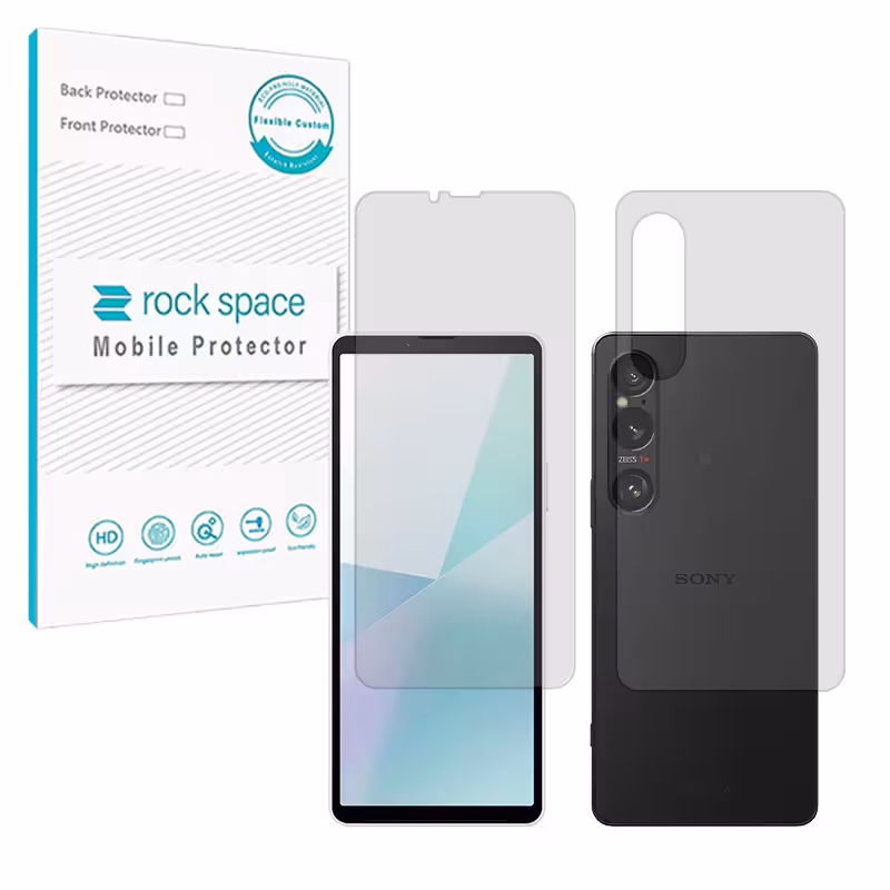 گلس صفحه نمایش و پشت گوشی سونی Xperia 1 VI مدل نانو هیدروژل مات برند راک اسپیس کد SS