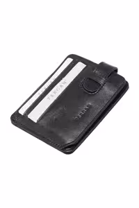 کارت دار مشکی مردانه دفتر اعتباری چرم سیاه B06 Tergan