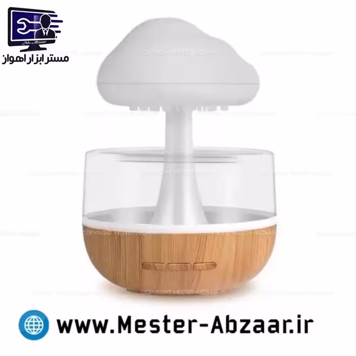 چراغ خواب آباژور رومیزی طرح قارچ باران‌زا با قابلیت شبیه‌سازی باران و رطوبت 7 رنگ
