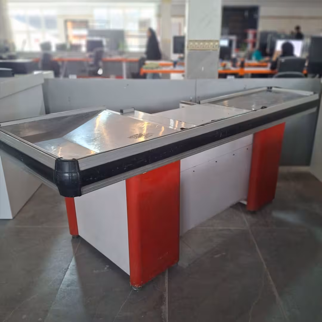 خرید و قیمت میز چک اوت 2.5 متری موتور سالم دور آلمینیوم - قفسه‌بندی وکیلی