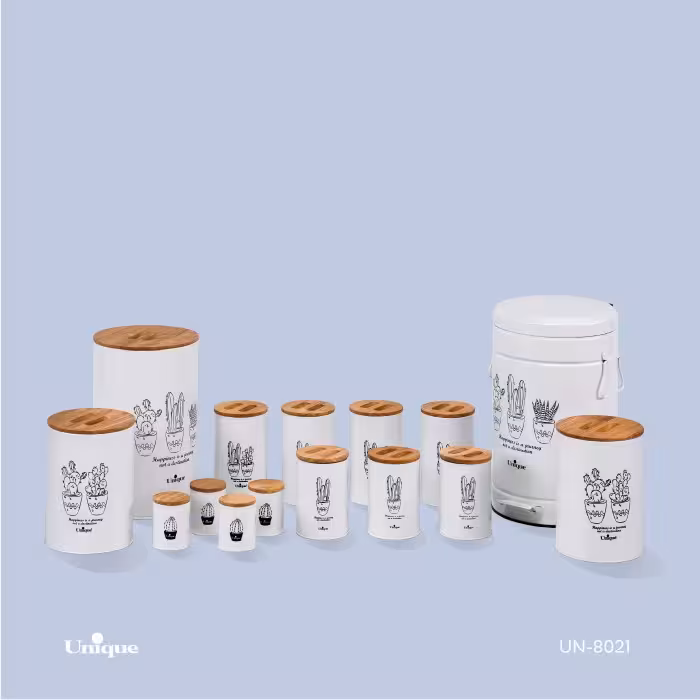 سرویس آشپزخانه 15 پارچه کد 8021سفید کاکتوس فانتزی یونیک 