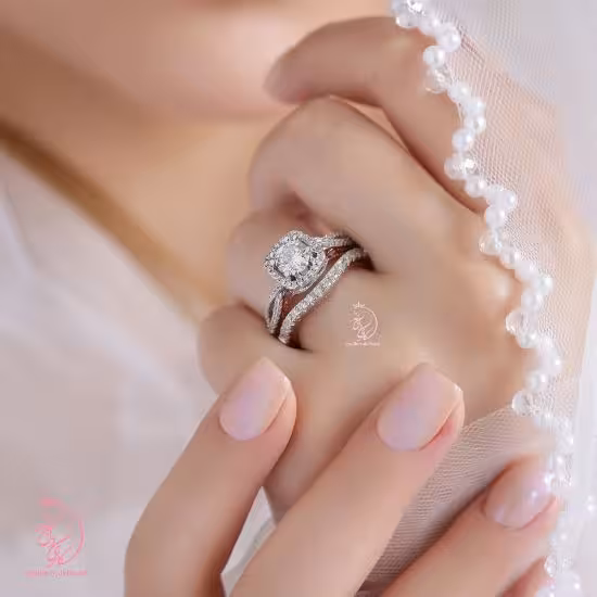 💍حلقه و پشت حلقه جواهری لوكس  ، خاص و زیبا نقره عیار 925(P_2002)