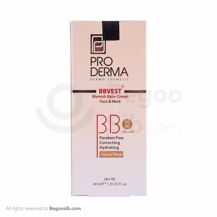 بی بی کرم پرودرما spf 40 پوست چرب و آکنه ای بژ طبیعی 40 میلی لیتری