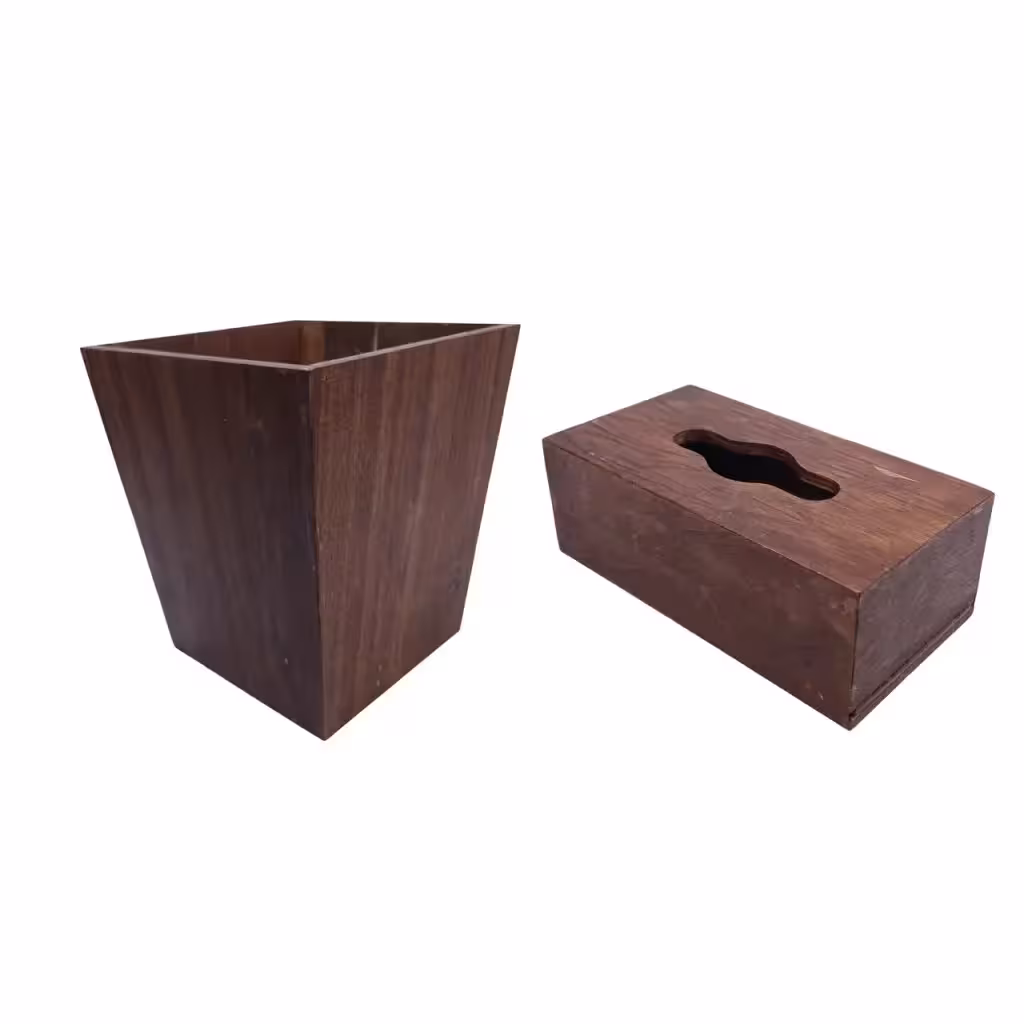 سطل و جا دستمالی چوبی کد SN5503