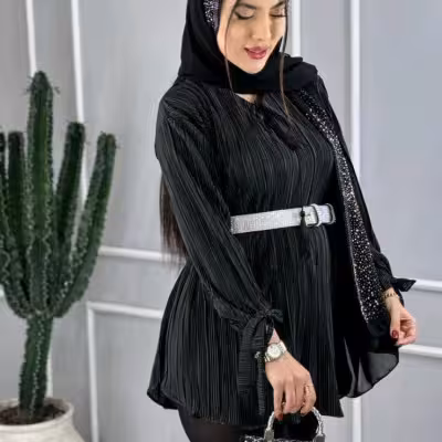 شومیز پلیسه ساتن گلی 92235