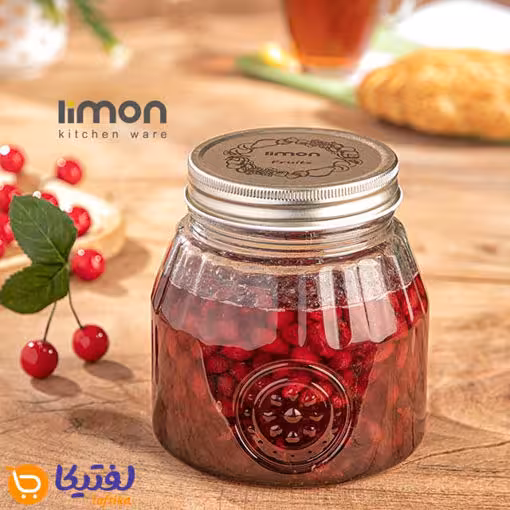 بانکه شیشه ای 890 میلی لیتر درب فلزی لیمون 2035