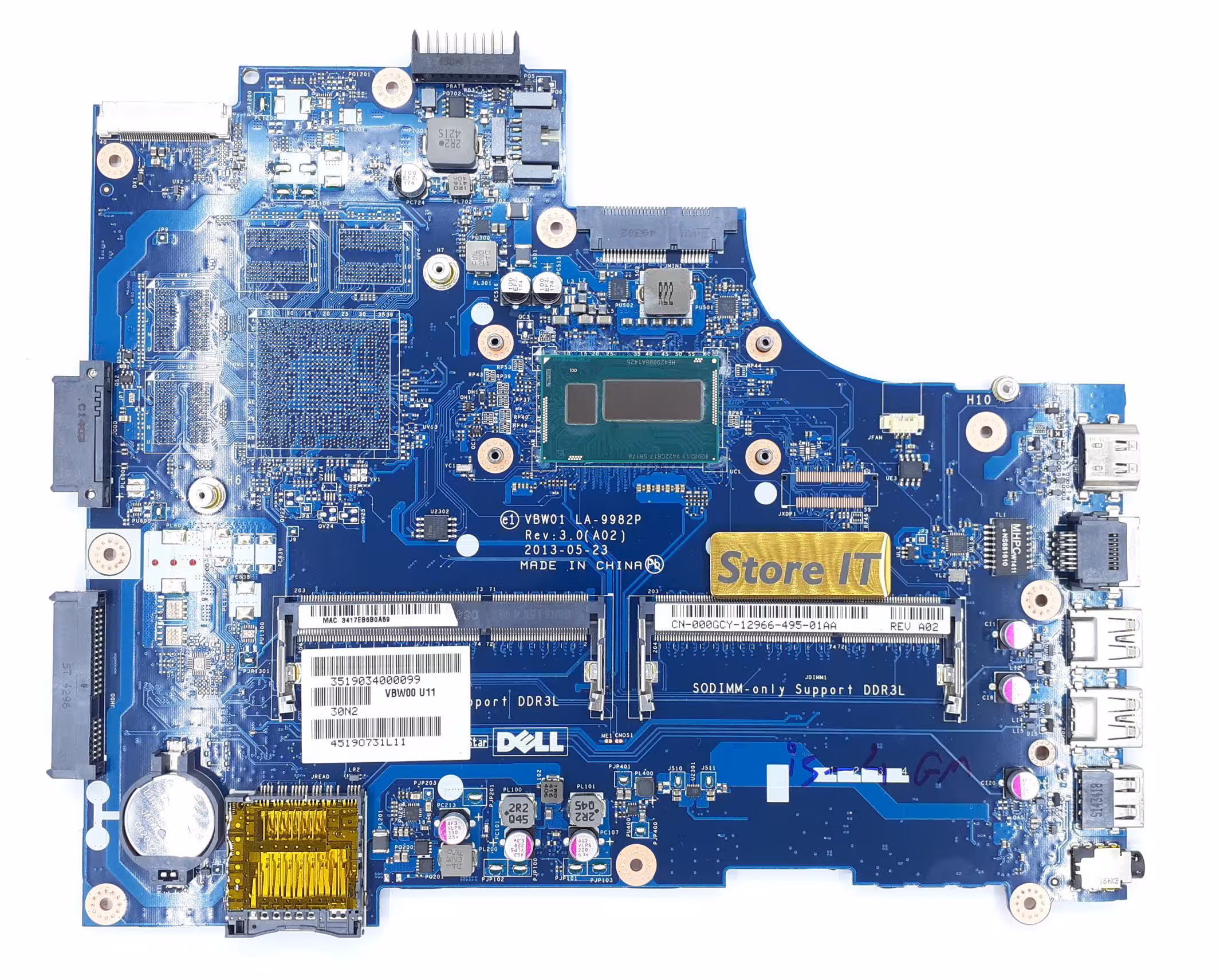 مادربرد لپ تاپ دل Inspiron 15R 3537/5537 (La-9982p) I5-4 DDR3 بدون گرافیک - فروشگاه اینترنتی استور آی تی