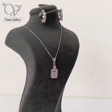 نیم ست نقره جواهری زنانه امرالدکات کد 4492