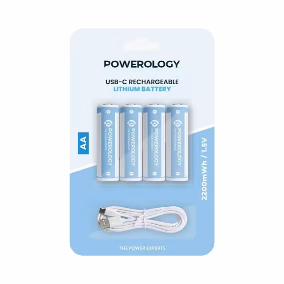 باتری قلمی قابل شارژ پاورولوژی بسته چهار عددی