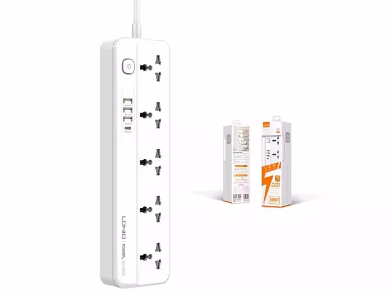 چند راهی برق 5 سوکت، 3 یو اس بی و 1 تایپ سی الدنیو LDNIO SC5415 Power Strip With USB Port