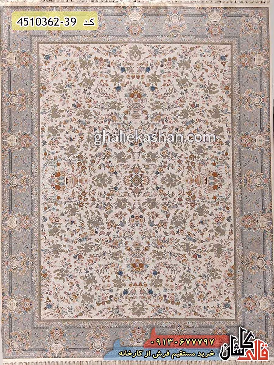 فرش 1200 شانه طرح باغ جان زمینه کرم کاشان – گل برجسته