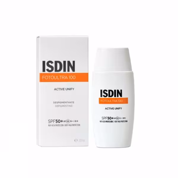 ضد آفتاب و ضد لک اکتیو یونیفای بی رنگ ایزدین ISDIN FOTO ULTRA 100 ACTIVE UNIFY SPF 50  50 ML