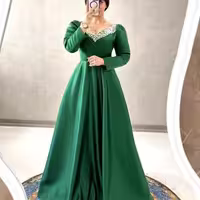 پیراهن مهمانی زنانه ساتن مدل پیراهن لباس مجلسی خاص پوشیده مناسب جشن عروسی نامزدی نجلا 5067