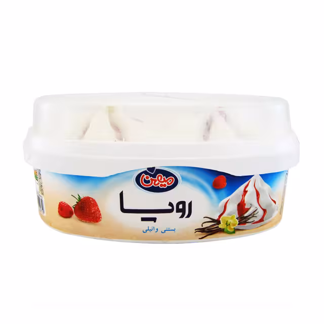 بستنی وانیلی با طعم توت فرنگی میهن مدل رویا 650 گرمی
