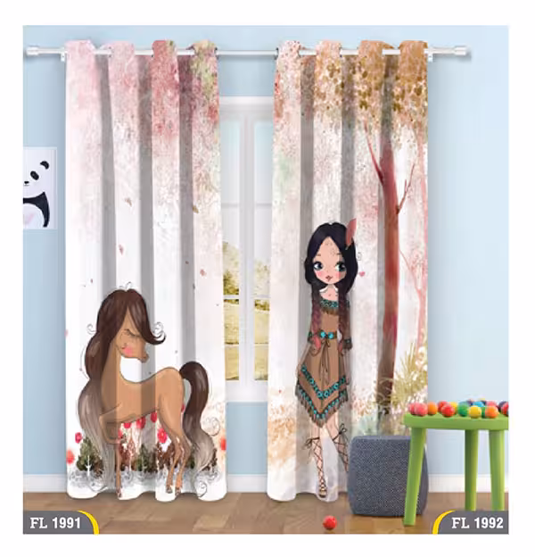 پرده دخترانه با طرح اسب کد FL1992