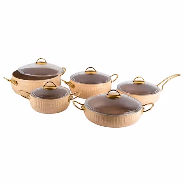 سرویس قابلمه 10 پارچه اویز مدل سلین شکلاتی