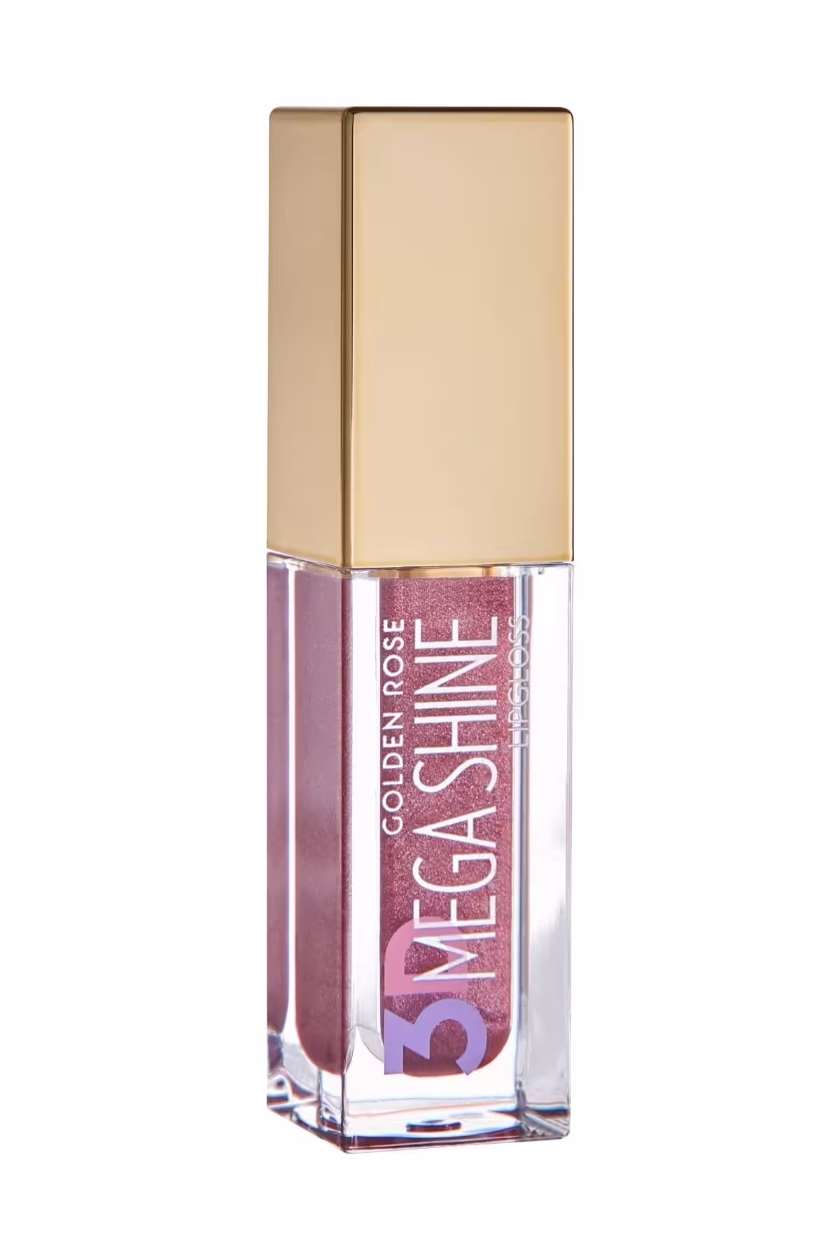 رژ لب مایع براق گلدن رز مدل 3D MEGA SHINE سری SPARKLE شماره 120 رنگ صورتی طلایی حجم 5.2 میل