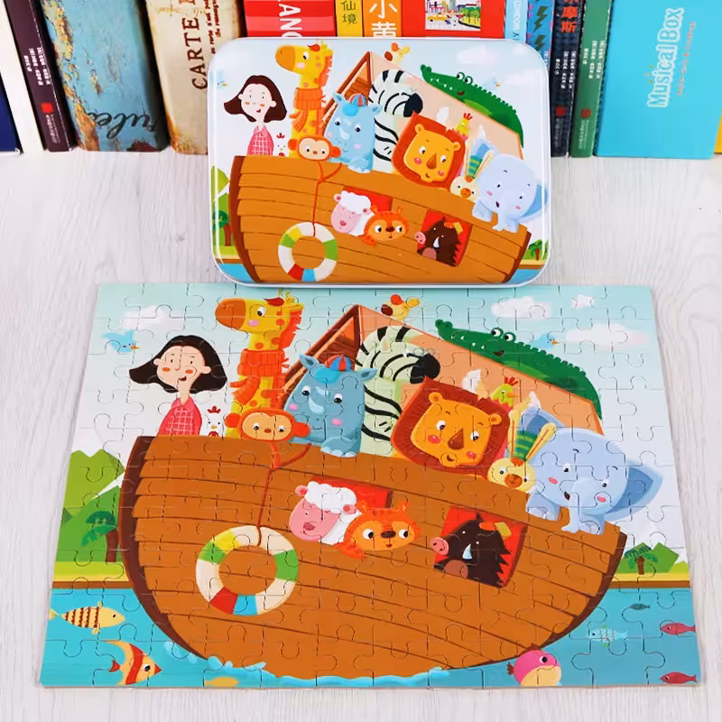 پازل قوطی فلزی طرح کشتی حیوانات کد P/848/KH