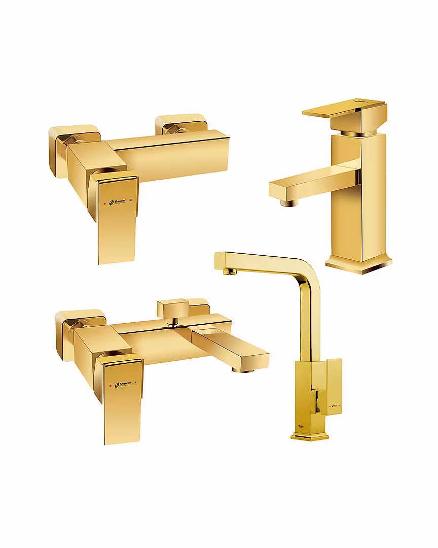 ست چهار تکه شیرآلات شودر مدل اروپا طلایی