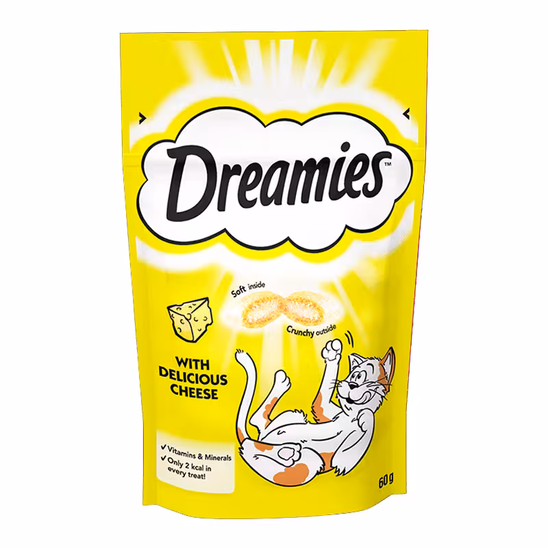تشویقی گربه دریمیز با طعم پنیر Dreamies Cat Snack with Cheese وزن 60 گرم