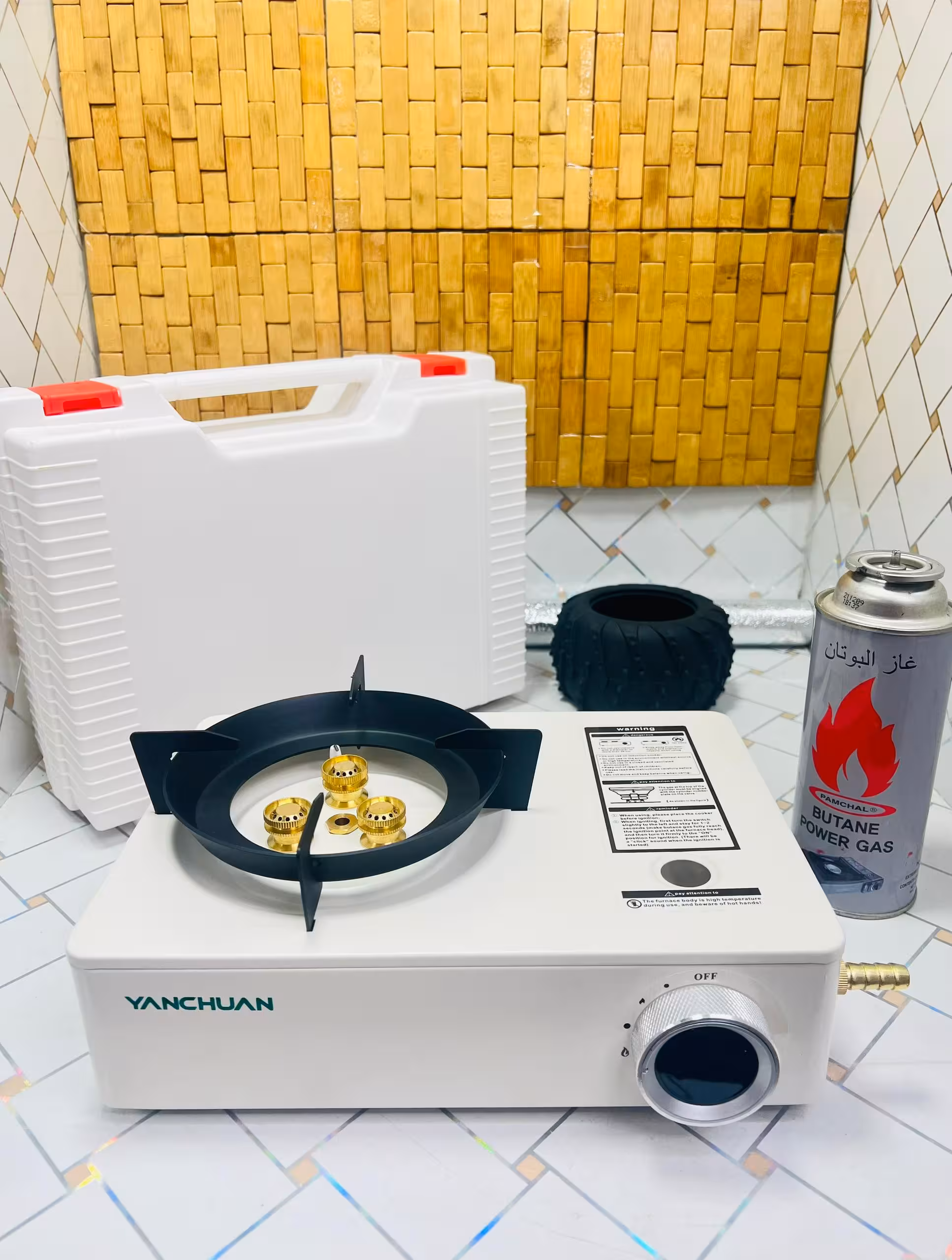 اجاق گاز مسافرتی 3 شعله  فندک دار 2 کاره مارک یانچوان