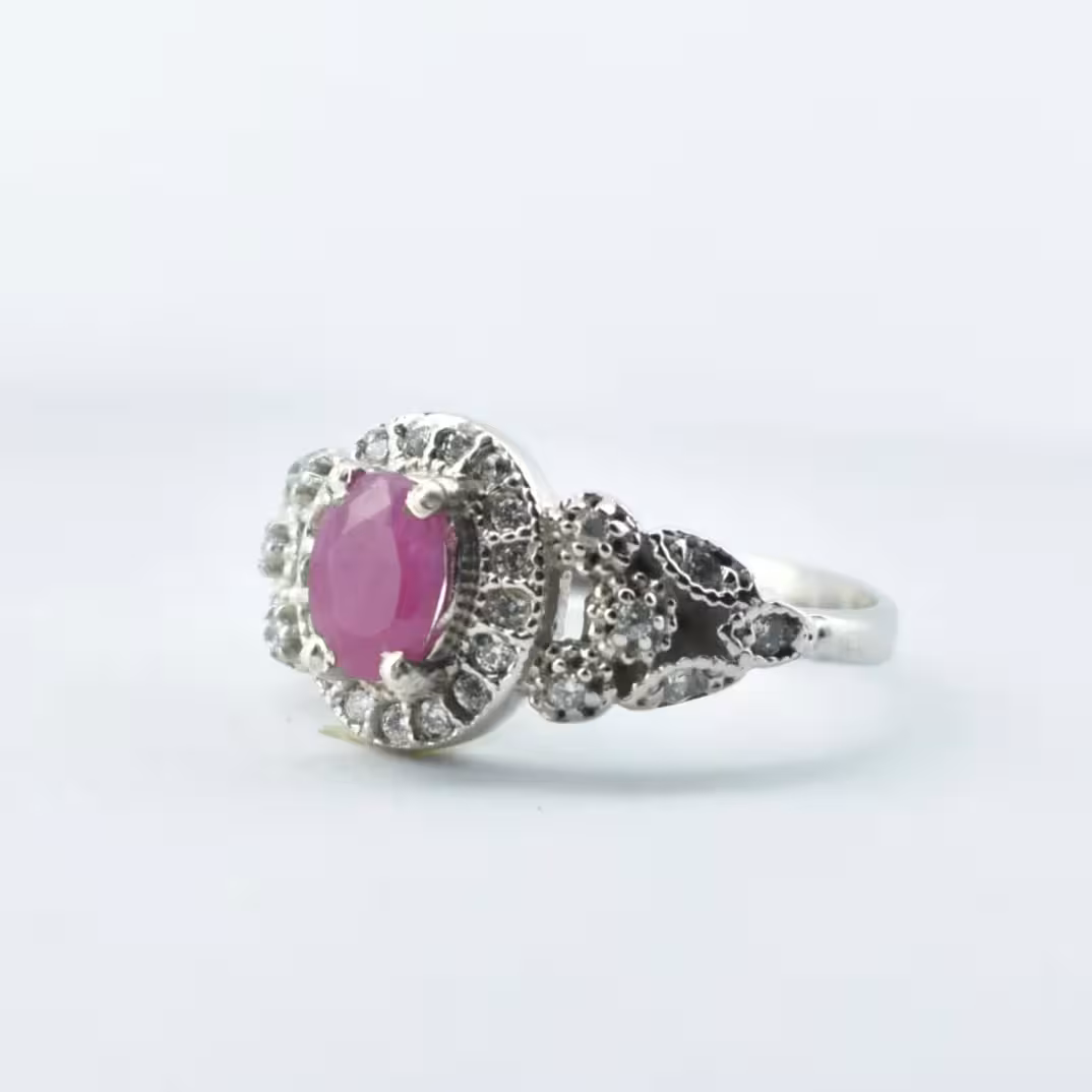 انگشتر نقره زنانه یاقوت صورتی جواهر آفریقایی اصل آقابزرگ کد 355