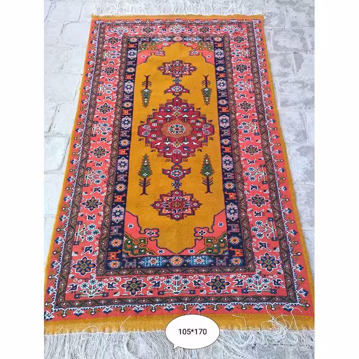 قالیچه چله و کف ابریشمی 2متری دستباف - کد 7/77