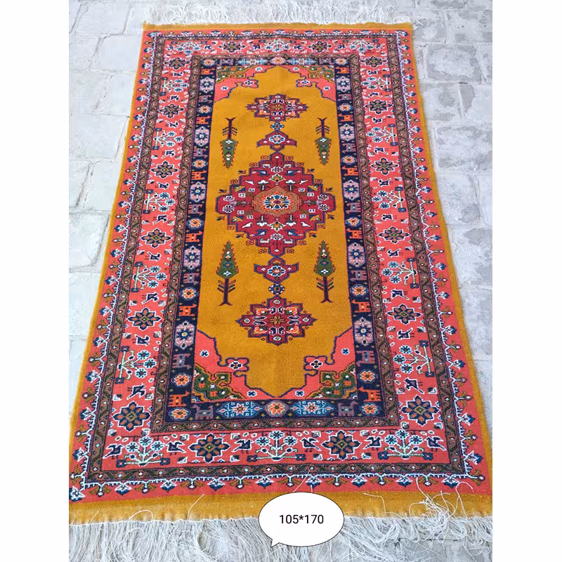 قالیچه چله و کف ابریشمی 2متری دستباف - کد 7/77