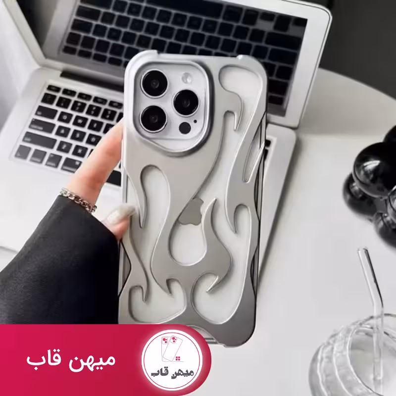 قاب گوشی آیفون flame balck و silver - کد (61941)