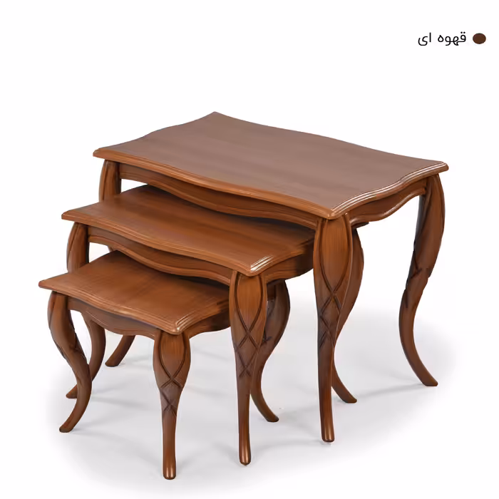 میز پذیرایی میز چوب مدل پیچک مجموعه 4 عددی