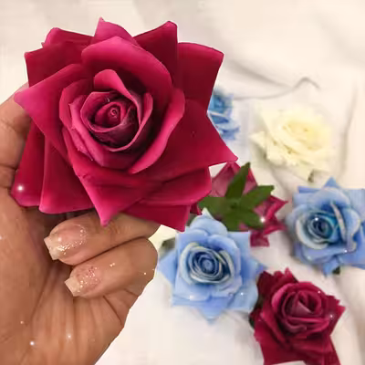 گل مصنوعی مدل رز مخملی کد 412 بسته 3 عددی
