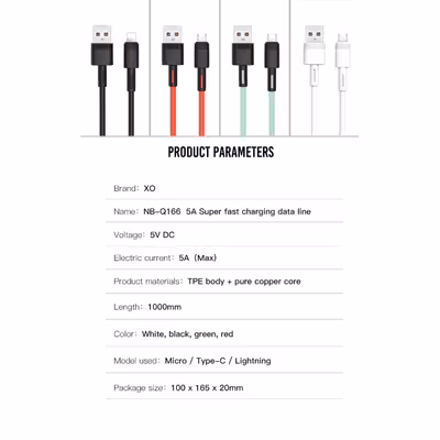 کابل تبدیل USB به USB-C ایکس او مدل NBQ166C طول 1 متر