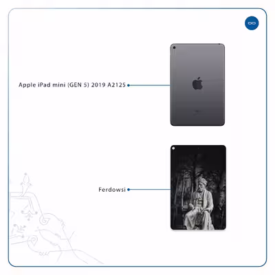 برچسب پوششی ماهوت مدل Ferdowsi-Logo مناسب برای تبلت اپل iPad mini (GEN 5) 2019 A2125