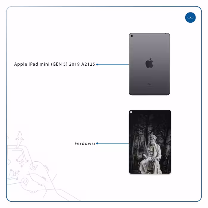 برچسب پوششی ماهوت مدل Ferdowsi-Logo مناسب برای تبلت اپل iPad mini (GEN 5) 2019 A2125