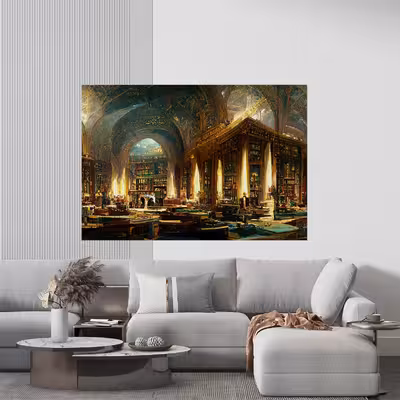 تابلو بوم مدل بومسا طرح نقاشی کتابخانه