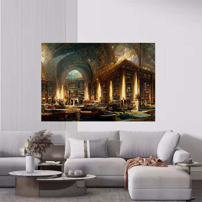 تابلو بوم مدل بومسا طرح نقاشی کتابخانه