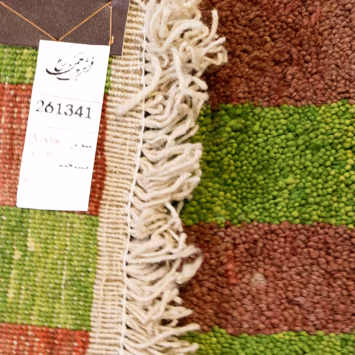 گبه دستباف یک متری فرش چمن رخ مدل راه راه کد 261341