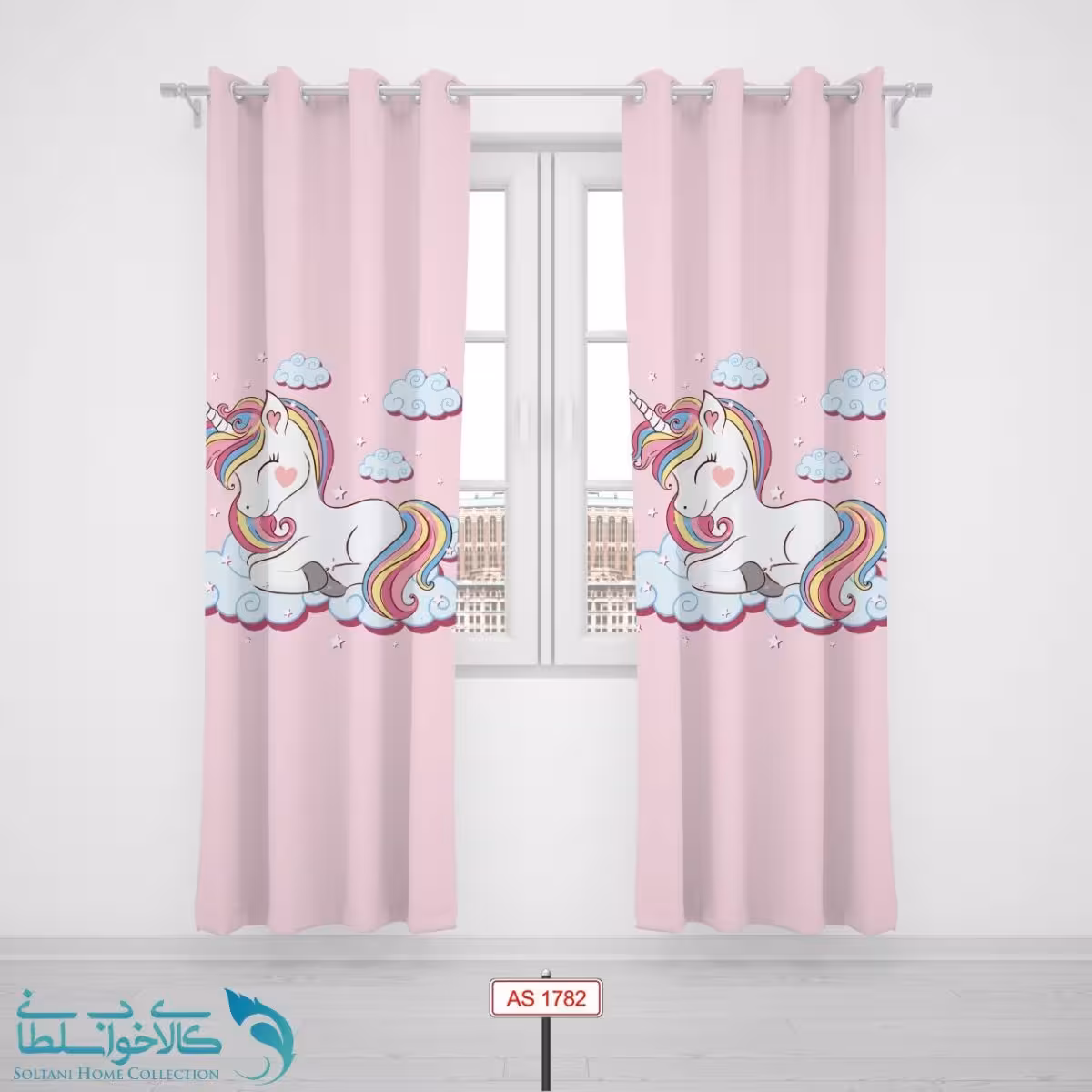 پرده پانچی اتاق کودک طرح تک شاخ خابالو کد A1782