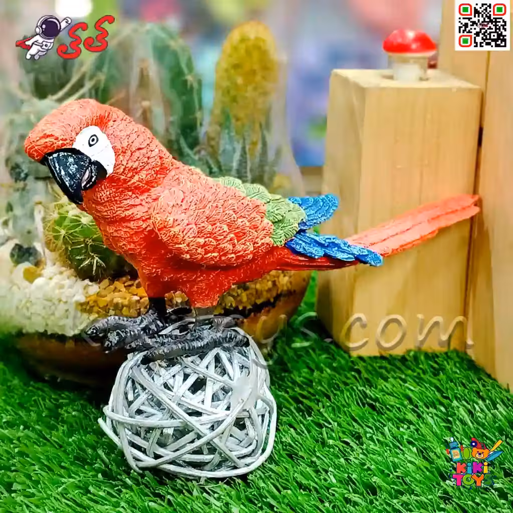 فیگور حیوانات ماکت طوطی ماکائو قرمز بال سبز 2595 Fiqure Parrot Macaw