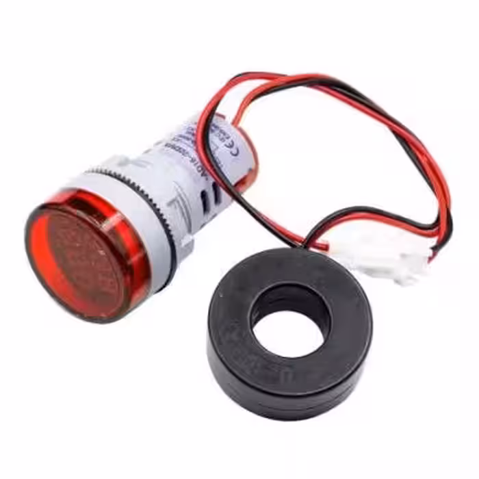 ولتمتر و آمپرمتر چراغ سیگنالی AC500V-100A قرمز گرد مدل AD16-22DVA