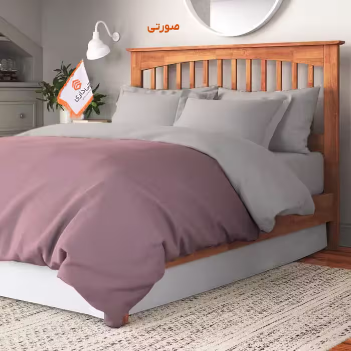 سرویس روتختی کاوری دورنگ چیداری صورتی نقره ای دو نفره چهار تکه