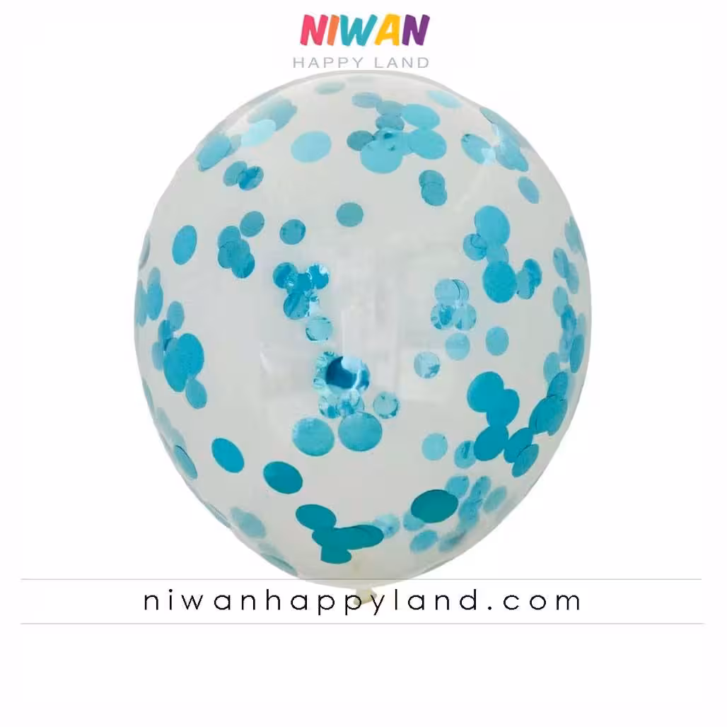 بادکنک شفاف پولکی آبی کم رنگ