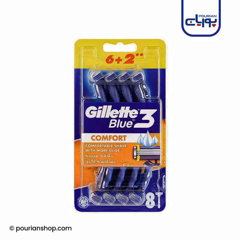 خودتراش ژیلت Blue 3 Comfort بسته 8 عددی